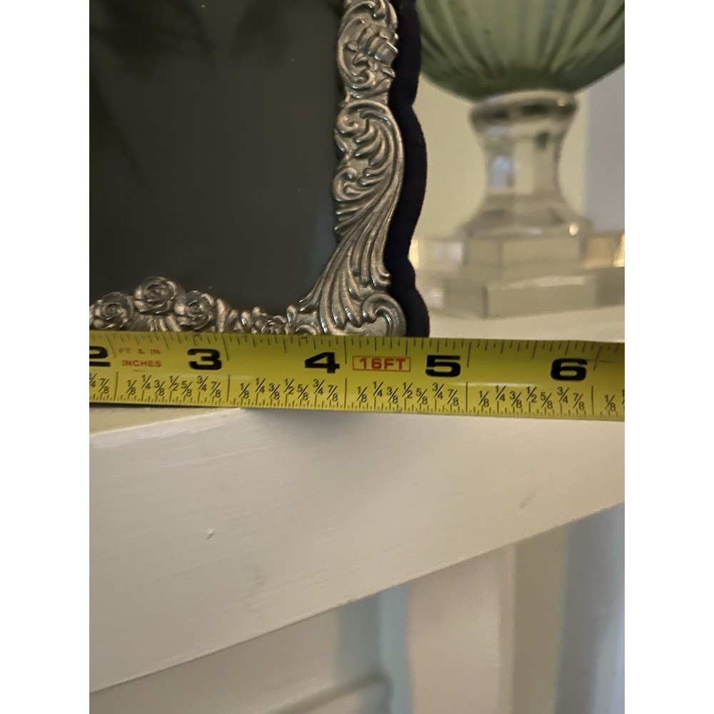 Vintage Silver Picture‎ Photo Frame Art Nouveau Ornate Blue Velvet Antique - Picture 7 of 9
